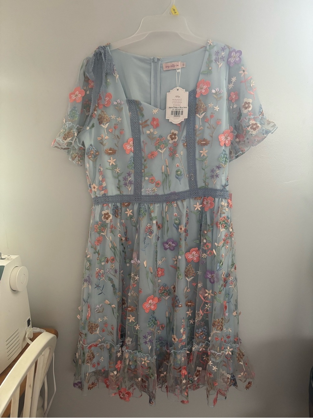 NWT Ivy City Co Light Blue Floral Embroidered Dress by